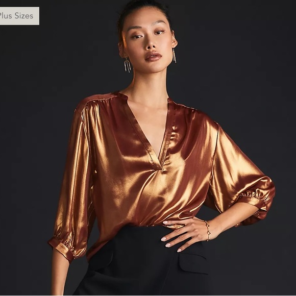 NWT Anthropologie foil blouse XS - Picture 1 of 6